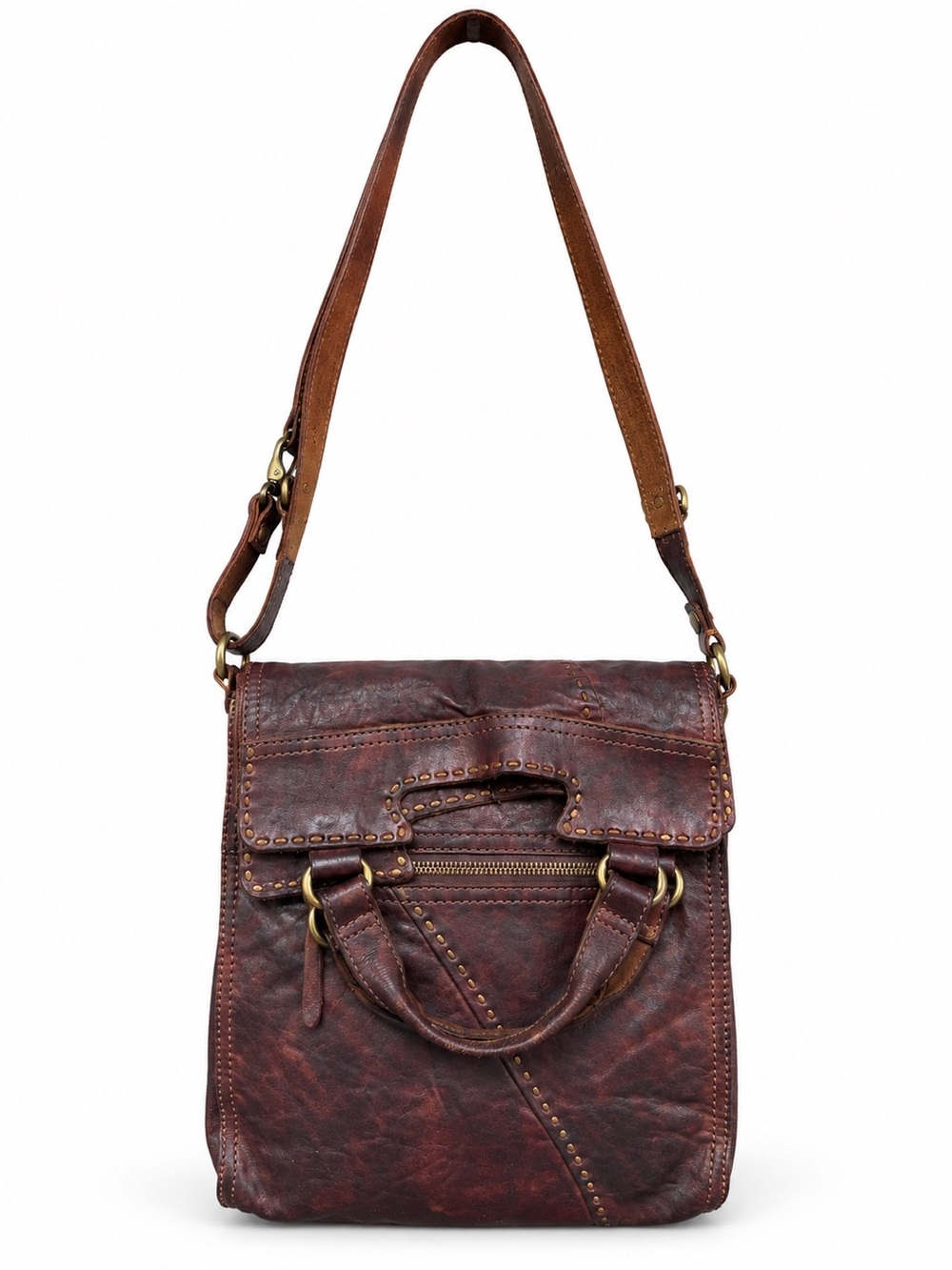 Lucky Brand Abbey Road Leather Messenger Crossbody Bag